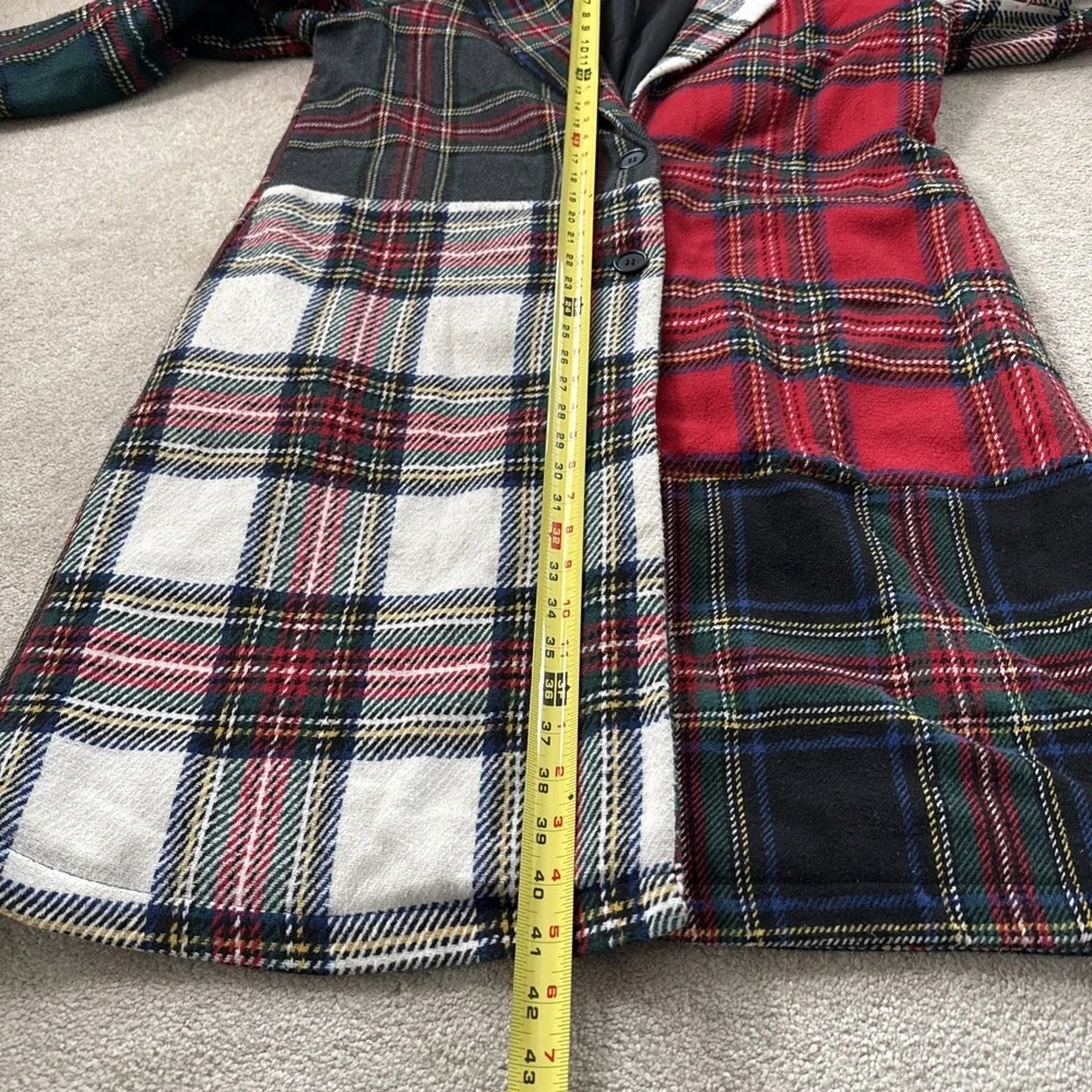 Current Mood My Own Beat Patchwork Tartan Plaid Button Up Long Sleeve Coat XL - Picture 5 of 9